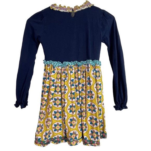 Matilda Jane Dress Country Damsel Girls 8 Blue Yellow Long Sleeve Fit Flare - Picture 4 of 9